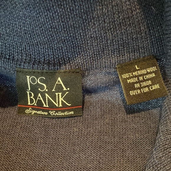 Jos A Bank Signature Collection Merino Wool Quarter Zip L/S Mid Blue Size LARGE - Picture 4 of 6